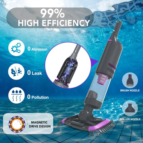 BN80 Pool Handheld Vacuum Rechargeable Swimming Pool Vacuum Cleaner Automatic Fitting Suction Vacuum Head Brush Swimming Pool